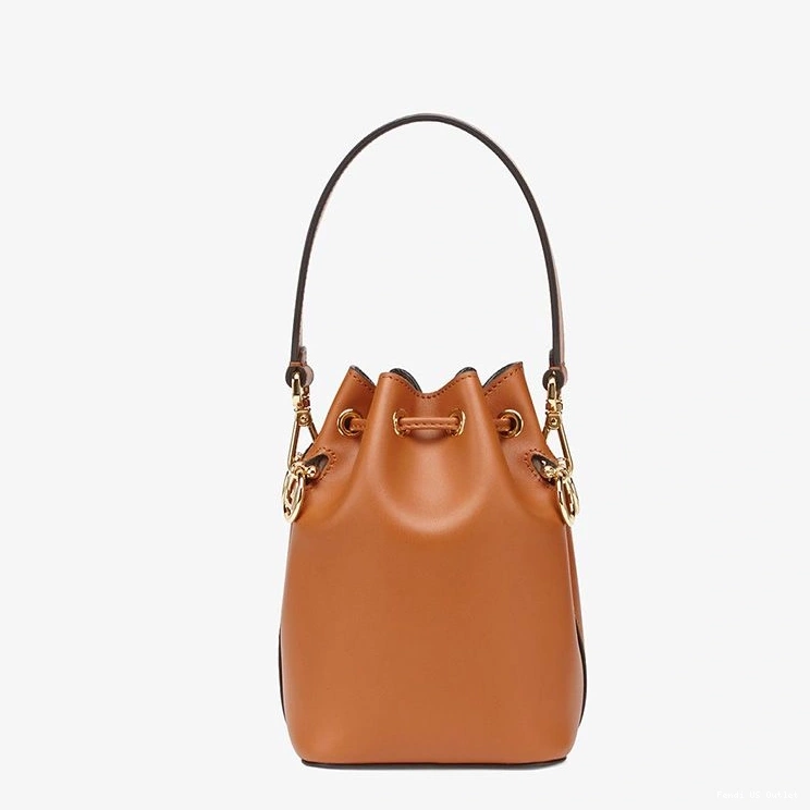 Affordable HOT Calf Bag Mon Brown Tresor Bucket In ROMA Fendi Mini Logo Leather 0730